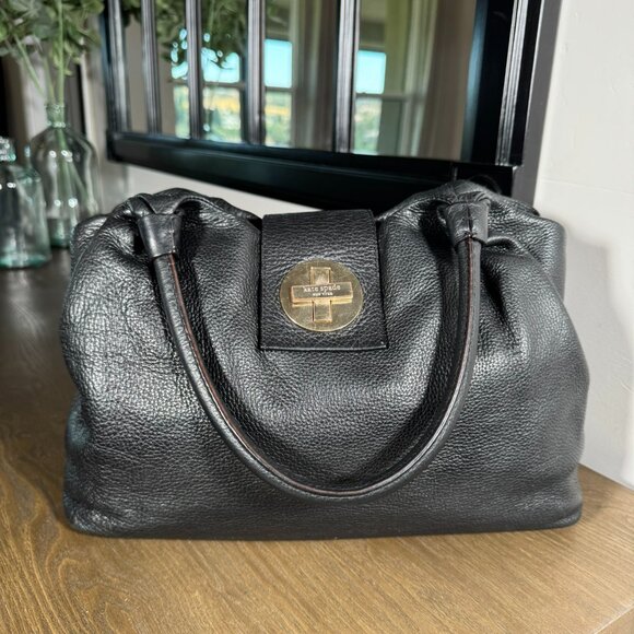 Kate Spade Black Pebbled Leather Turn-Lock Satchel - Picture 9 of 15